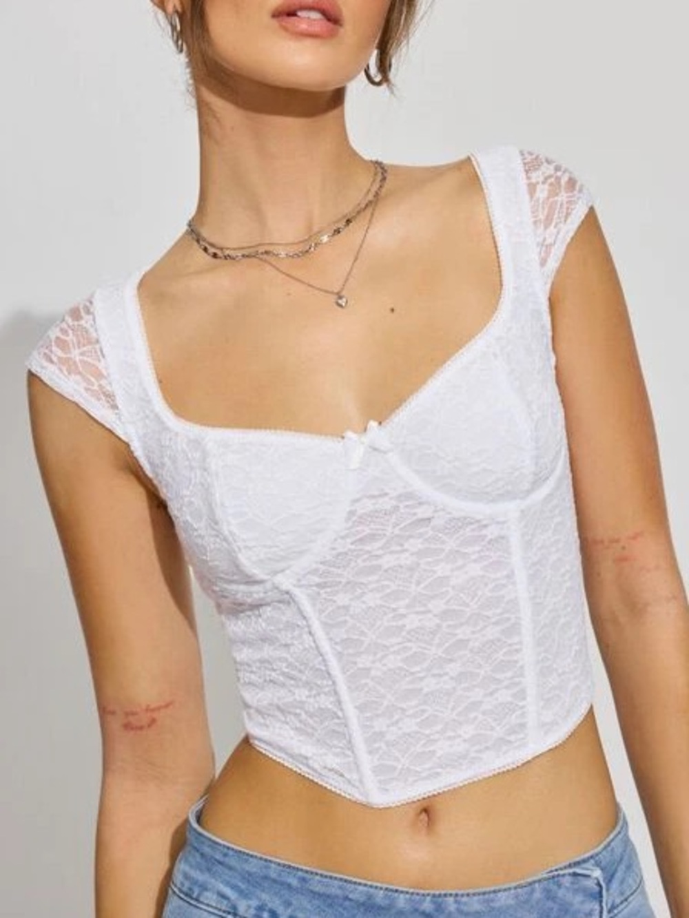 Garage White Lace Corset Bustier Top